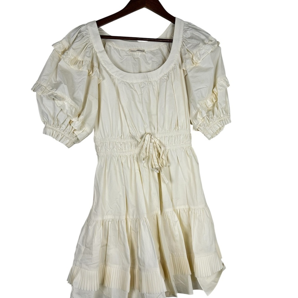 Ulla Johnson Cream Ruffle Mini Dress SZ 4 Cotton Cottagecore Boho - Picture 6 of 9